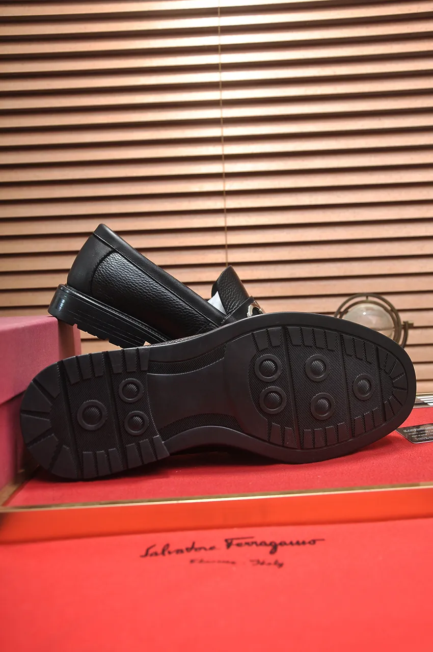 Men's men's shoes 💰520💶[Ferragamo/Ferragamo] (high-end Niuli) New 🍀 Ferragamo* - top version Ferragamo's classic formal leather shoes! Made of imported original cowhide, the inner top layer is comfortable cowhide lining! Original wear-resistant rubber outsole! High quality products! Code number 38-44!